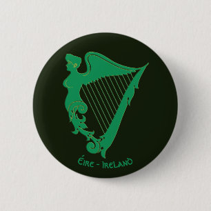 Badge Rond 5 Cm La harpe irlandaise - symbole de l'Irlande
