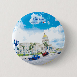 Badge Rond 5 Cm La Havane, Cuba - Âme Classique Vintage
