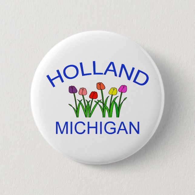 Badge Rond 5 Cm La Hollande, MI - w/Tulips (Devant)