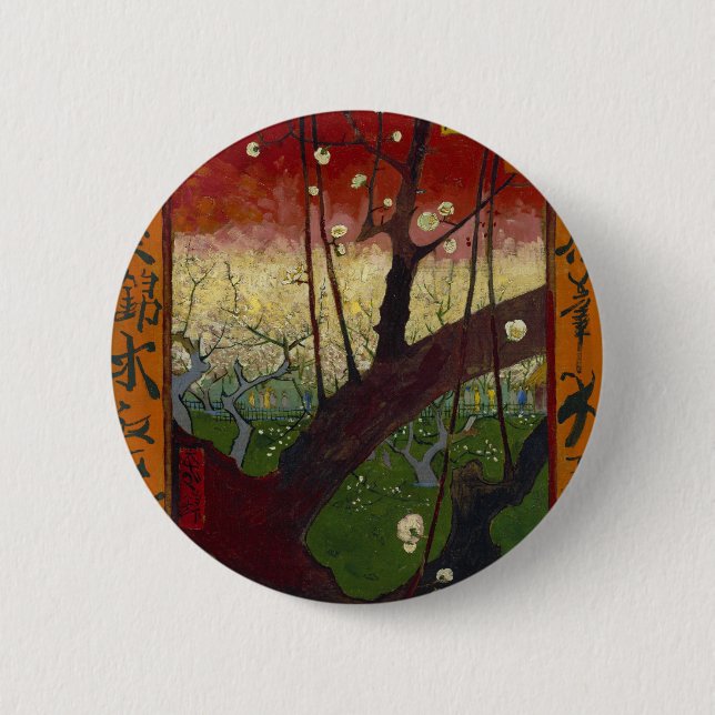 Badge Rond 5 Cm La japonaise de Van Gogh après Hiroshige (Devant)