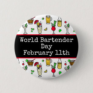 Badge Rond 5 Cm La Journée mondiale du barman est le 24 février