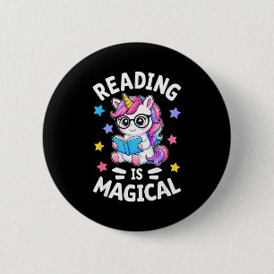 Badge Rond 5 Cm La lecture est une bibliothécaire licorne mignonne