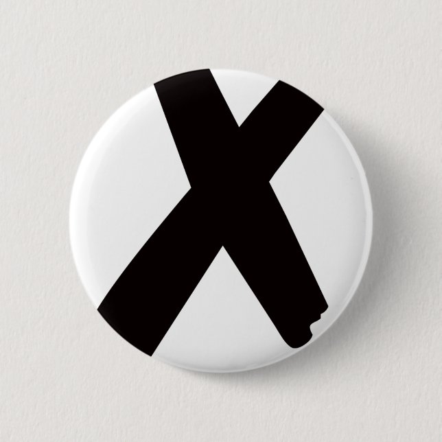 Badge Rond 5 Cm La lettre américaine anglaise "X " (Devant)