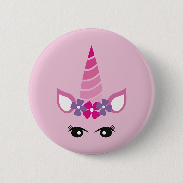 Badge Rond 5 Cm La licorne rose (Devant)