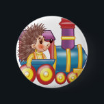 Badge Rond 5 Cm la locomotive et le hérisson<br><div class="desc">design mignon pour enfants</div>