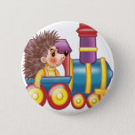 Badge Rond 5 Cm la locomotive et le hérisson<br><div class="desc">design mignon pour les enfants</div>