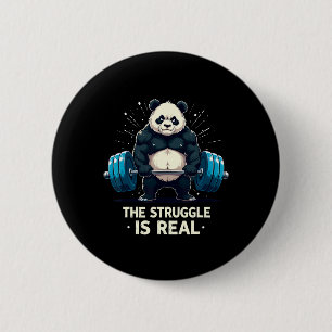 Badge Rond 5 Cm La Lutte Est Vraiment Drôle Gym Panda Workout Moti