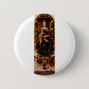 Badge Rond 5 Cm La Madonna della Candeletta Carlo Crivelli Art