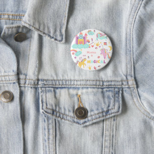 Badge Rond 5 Cm La magie de la licorne Pastel est autour de l'anni