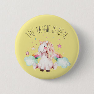 Badge Rond 5 Cm La magie est une vraie licorne