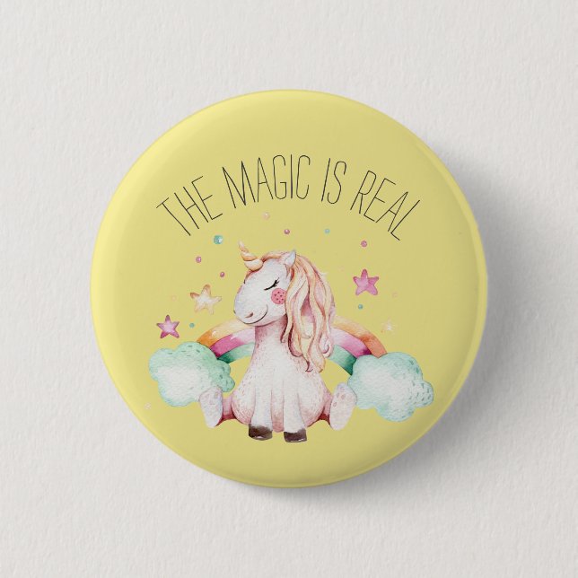 Badge Rond 5 Cm La magie est une vraie licorne (Devant)
