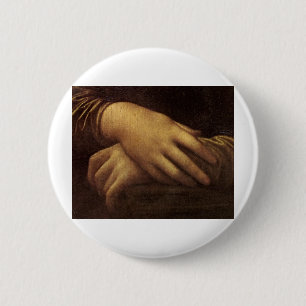 Badge Rond 5 Cm La main de Mona Lisa par Leonardo da Vinci C.