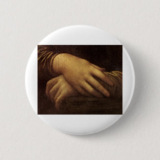 Badge Rond 5 Cm La main de Mona Lisa par Leonardo da Vinci C.