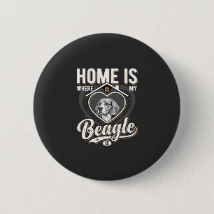 Badge Rond 5 Cm La maison est là où est mon Beagle_1