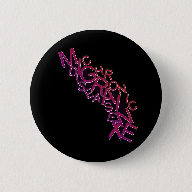 Badge Rond 5 Cm La maladie chronique de migraine - bousculade de (Devant)