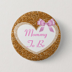 Badge Rond 5 Cm La maman à être or et baby shower rose se