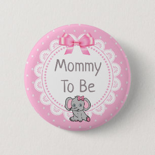 Badge Rond 5 Cm La maman à thème éléphante pour être Baby shower