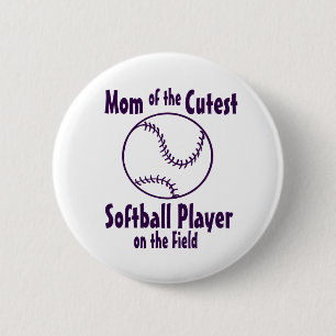 Badge Rond 5 Cm La maman du softball se coupe sur le terrain