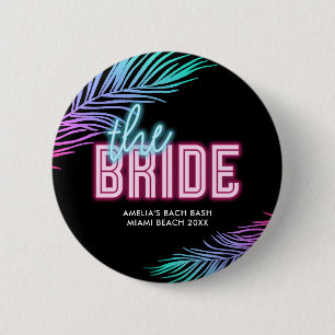 Badge Rond 5 Cm La mariée bleu et rose tropical Bach