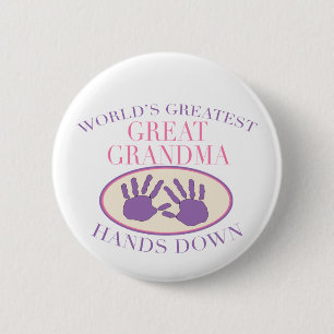 Badge Rond 5 Cm La meilleure grande grand-maman remet vers le bas