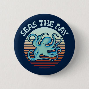 Badge Rond 5 Cm La Mer Le Jour Vibes d'été Octopus