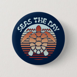Badge Rond 5 Cm La Mer Le Jour   Vibes d'été Tortue