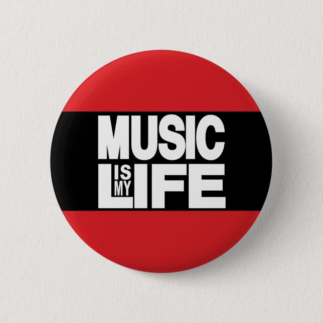 Badge Rond 5 Cm La musique est ma vie rouge (Devant)