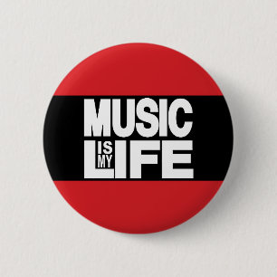 Badge Rond 5 Cm La musique est ma vie rouge