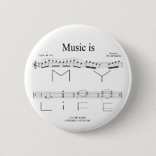 Badge Rond 5 Cm La musique est mon bouton de la vie