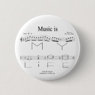 Badge Rond 5 Cm La musique est mon bouton de la vie
