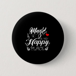 Badge Rond 5 Cm La Musique Est Mon Endroit Heureux Motivationnel V