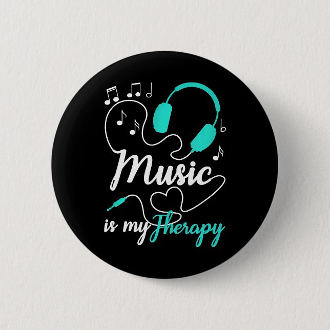 Badge Rond 5 Cm La musique est mon Thérapie mignonne Amoureux de l (Devant)