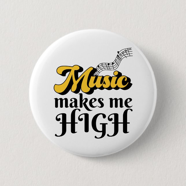Badge Rond 5 Cm La Musique Me Fait Haut (Devant)