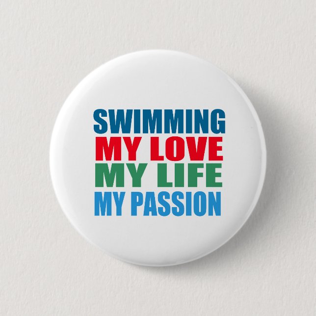 Badge Rond 5 Cm La natation est ma passion (Devant)