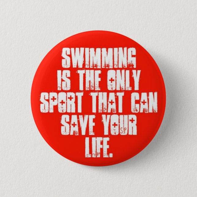 Badge Rond 5 Cm La natation peut sauver (Devant)