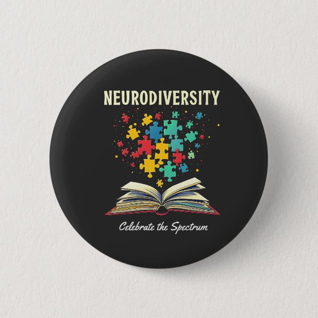 Badge Rond 5 Cm La neurodiversité célèbre l'autisme du livre spect (Devant)