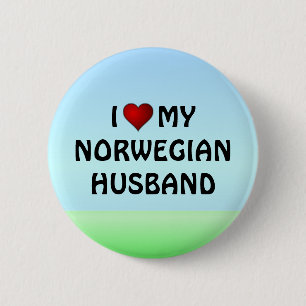 Badge Rond 5 Cm La Norvège : J'AIME MON MARI NORVÉGIEN