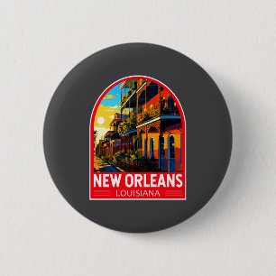 Badge Rond 5 Cm La Nouvelle-Orléans Louisiane Voyage Art Vintage