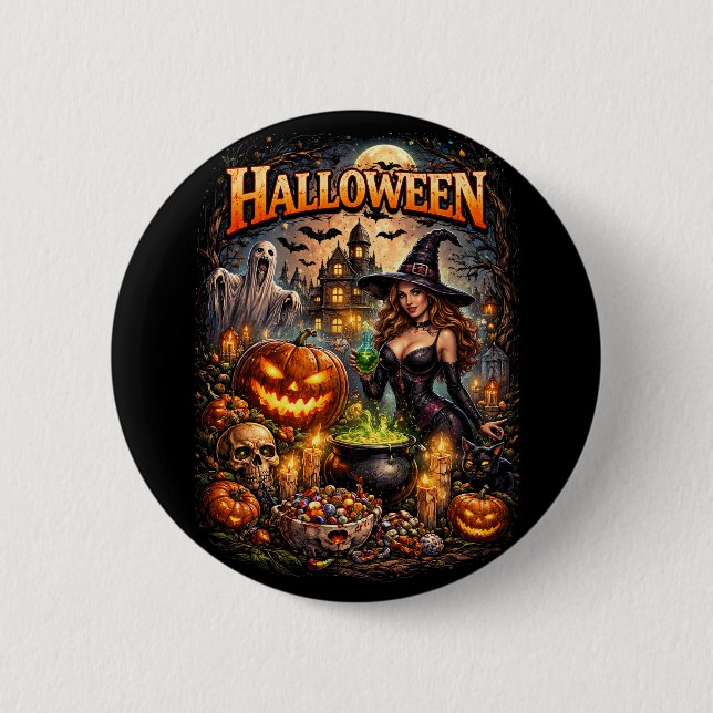 Badge Rond 5 Cm La Nuit de la Sorcière (Devant)
