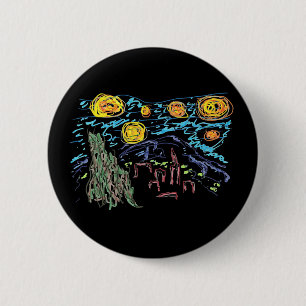 Badge Rond 5 Cm La nuit étoilée