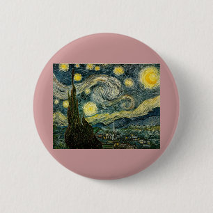 Badge Rond 5 Cm La nuit étoilée de Vincent van Gogh (1889)