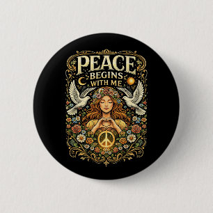 Badge Rond 5 Cm La paix commence en soi