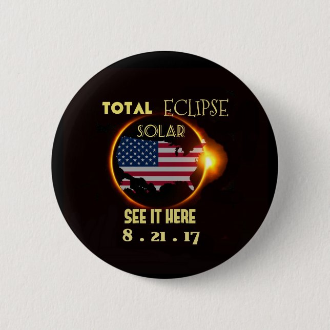 Badge Rond 5 Cm La partie totale d'éclipse solaire boutonne le 21 (Devant)