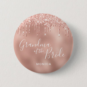 Badge Rond 5 Cm La parties scintillant en or Rose goutte à goutte