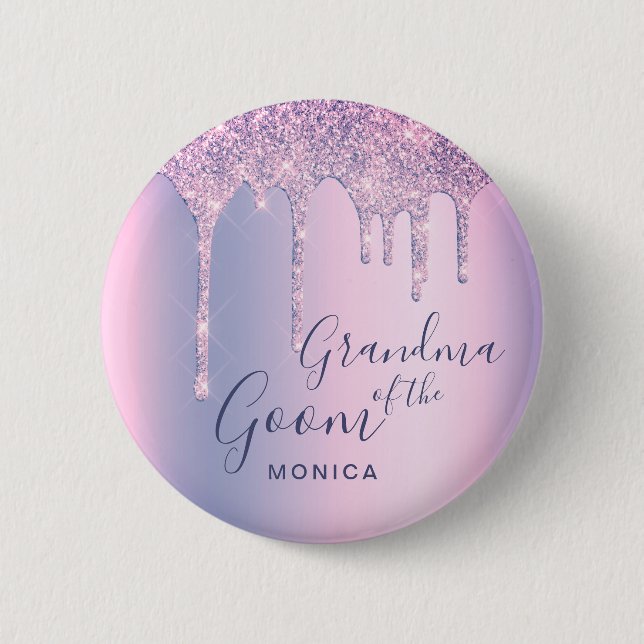 Badge Rond 5 Cm La parties scintillant holographique goutte la gra (Devant)