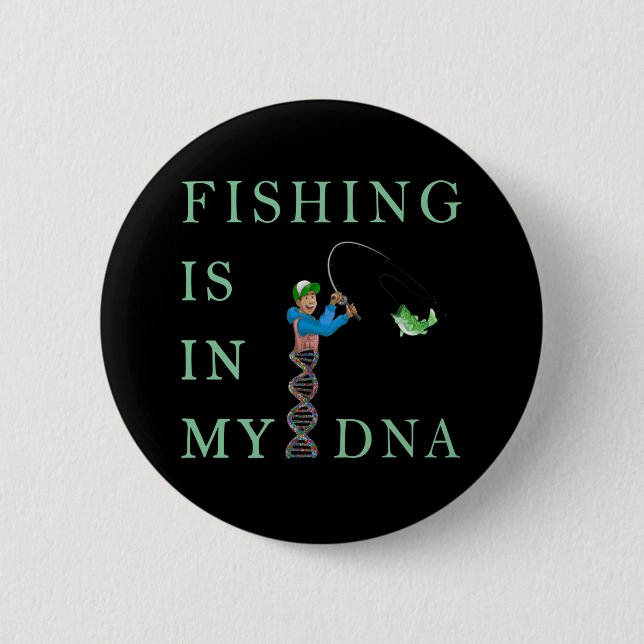 Badge Rond 5 Cm La pêche est dans mon ADN (Devant)