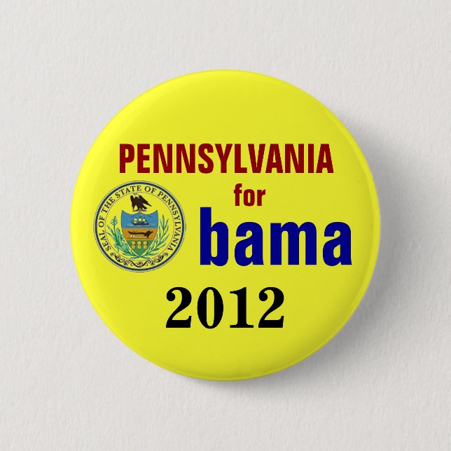 Badge Rond 5 Cm La Pennsylvanie pour Obama 2012 (Devant)