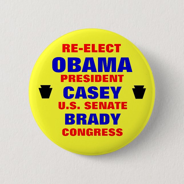 Badge Rond 5 Cm La Pennsylvanie pour Obama Casey Brady (Devant)