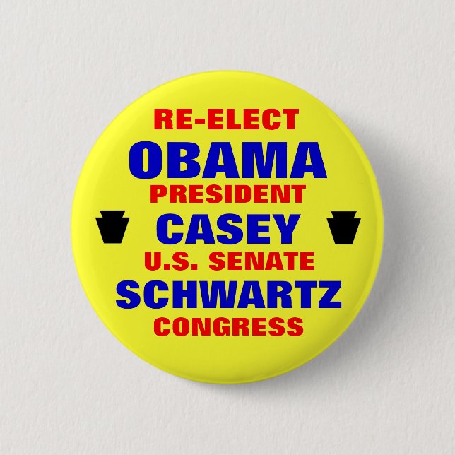 Badge Rond 5 Cm La Pennsylvanie pour Obama Casey Schwartz (Devant)