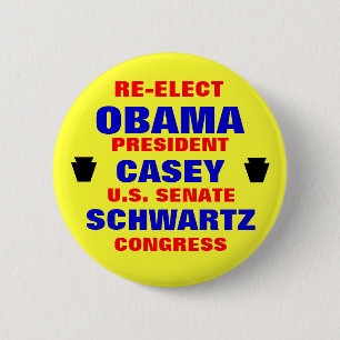 Badge Rond 5 Cm La Pennsylvanie pour Obama Casey Schwartz